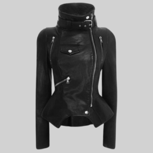 Motorcycle Leather Gothic Jacket Women Faux Leather Fashion Black Faux Coats Trend Jacket Streetwear